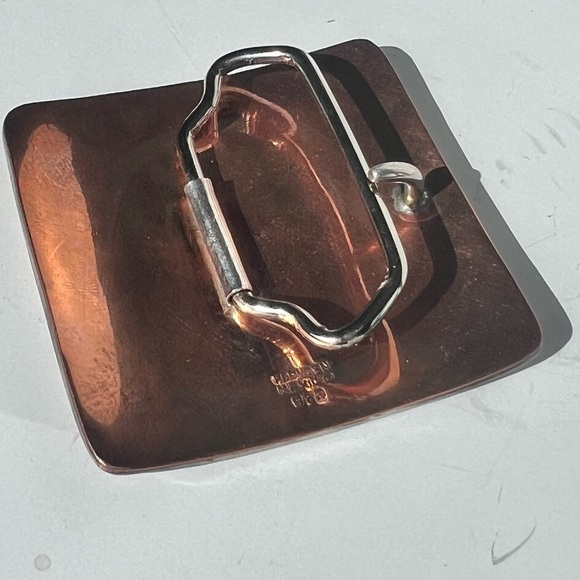 Vintage Sterling Silver Gold Square Man On The Moon Belt Buckle Western Boho main image 4